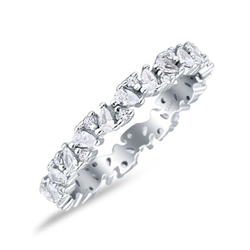 Teardrop Pear Shaped Ring Full Eternity Cubic Zirconia 925 Sterling Silver Wholesale